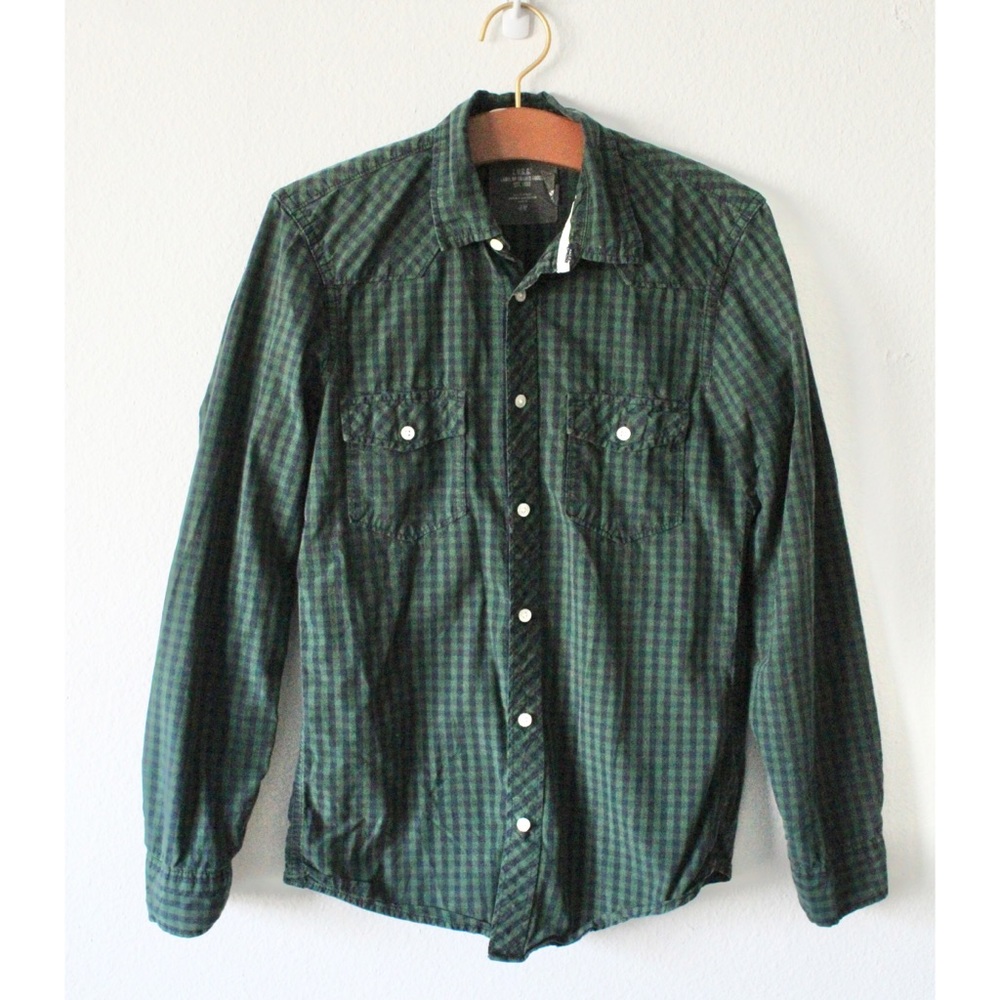 ‼️SALE‼️ H&M green checked button up